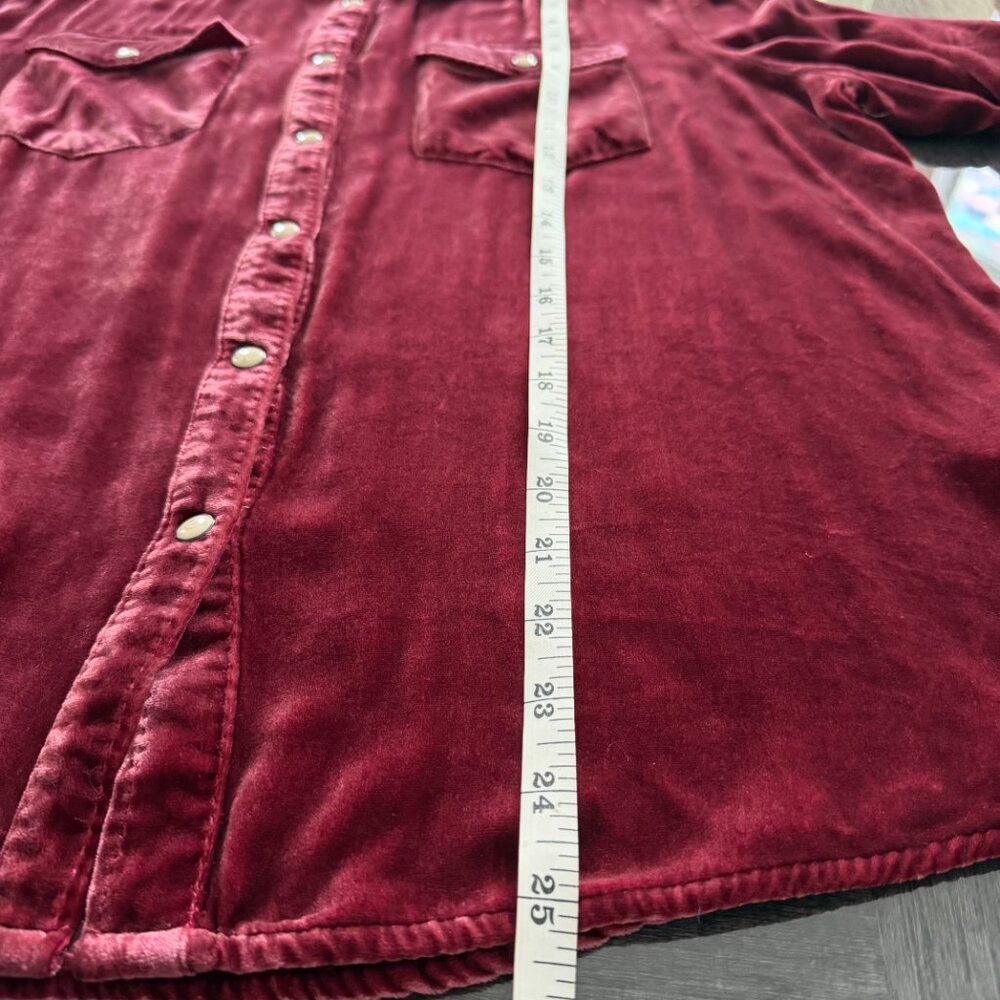 Sundance Cassity Velvet Shirt PL Burgundy Western Pearl Snap Silk Blend - Picture 9 of 10